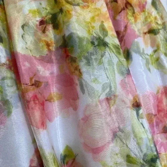 City Studio Juniors/Women's A-Line Skirt 7 White Pink Yellow Floral Hi Low‎ Boho - Picture 6 of 9